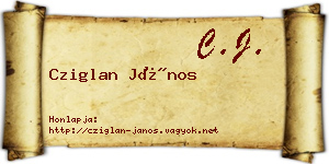 Cziglan János névjegykártya